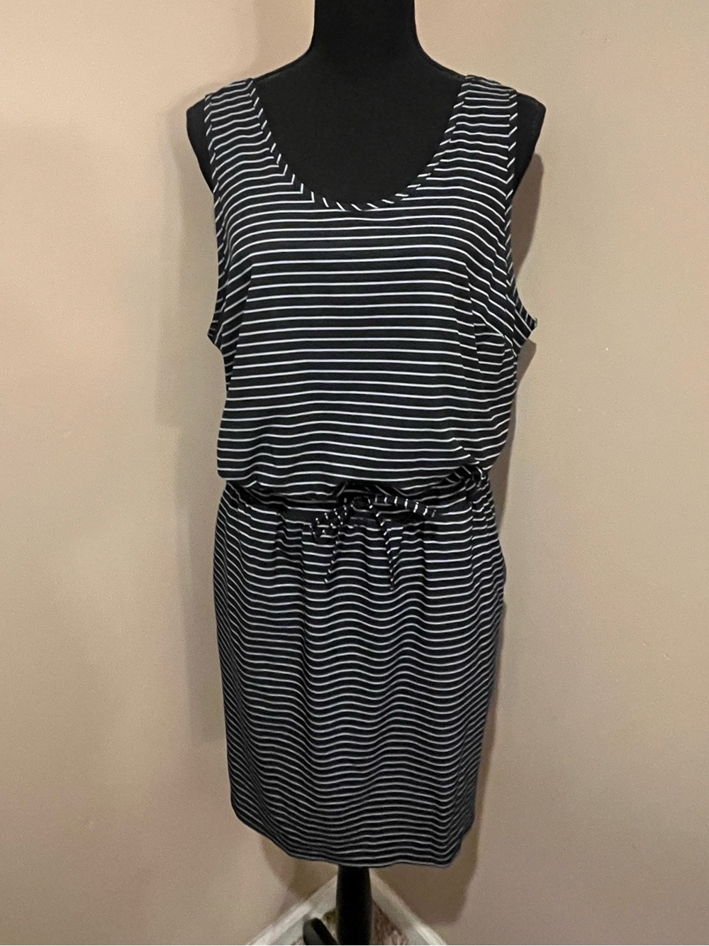 all in motion Black and White Striped Sleeveless Athletic Dress